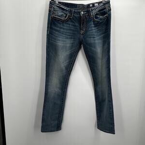 Miss Me Jeans Womens 30 Blue Sunny Skinny Stretch Low rise Cow Girl Rodeo